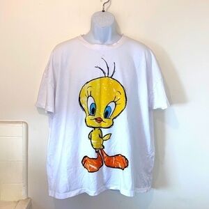 Unisex Looney Tunes/Primark Distressed Tweety Bird Oversized Graphic Tee